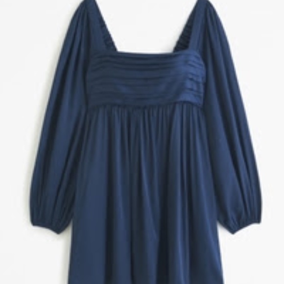 Abercrombie & Fitch Emerson Linen-Blend Puff Sleeve Mini Dress – Navy, Size XS - Picture 1 of 1